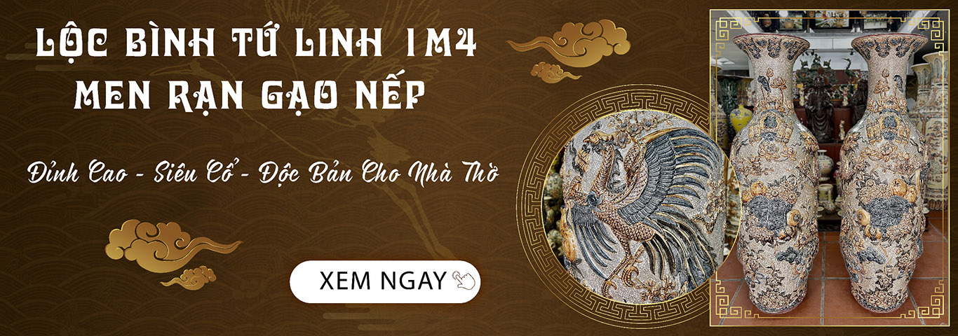 Banner slide - Lộc Bình Tứ Linh men rạn gạo nếp Banner slide - Lộc Bình Tứ Linh men rạn gạo nếp