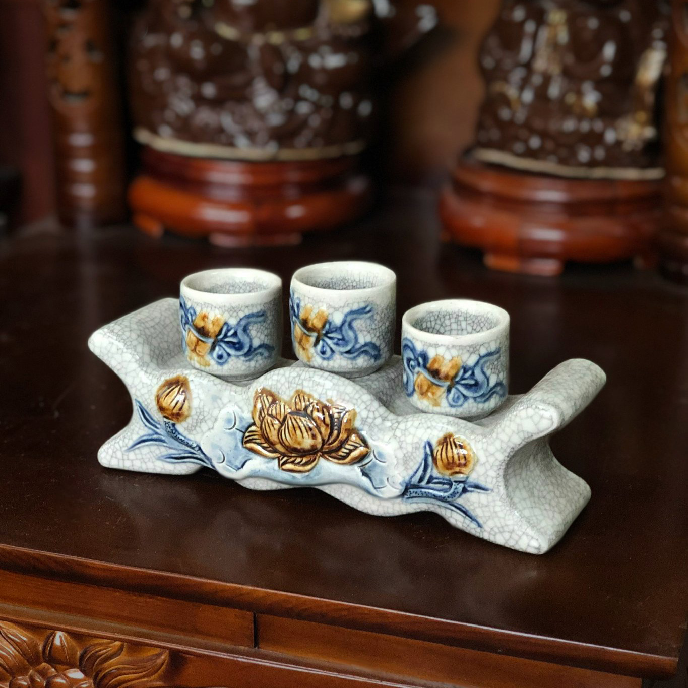 kỷ 3 ngai đồ thờ cúng men rạn gạo nếp