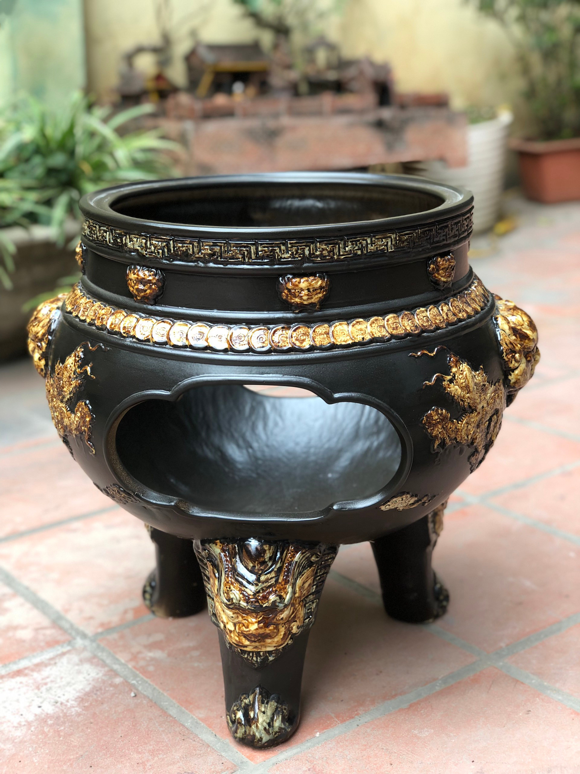 lư hóa vàng bằng gốm sứ