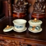Bát sâm thờ cúng đắp nổi men sứ Trắng Tràm